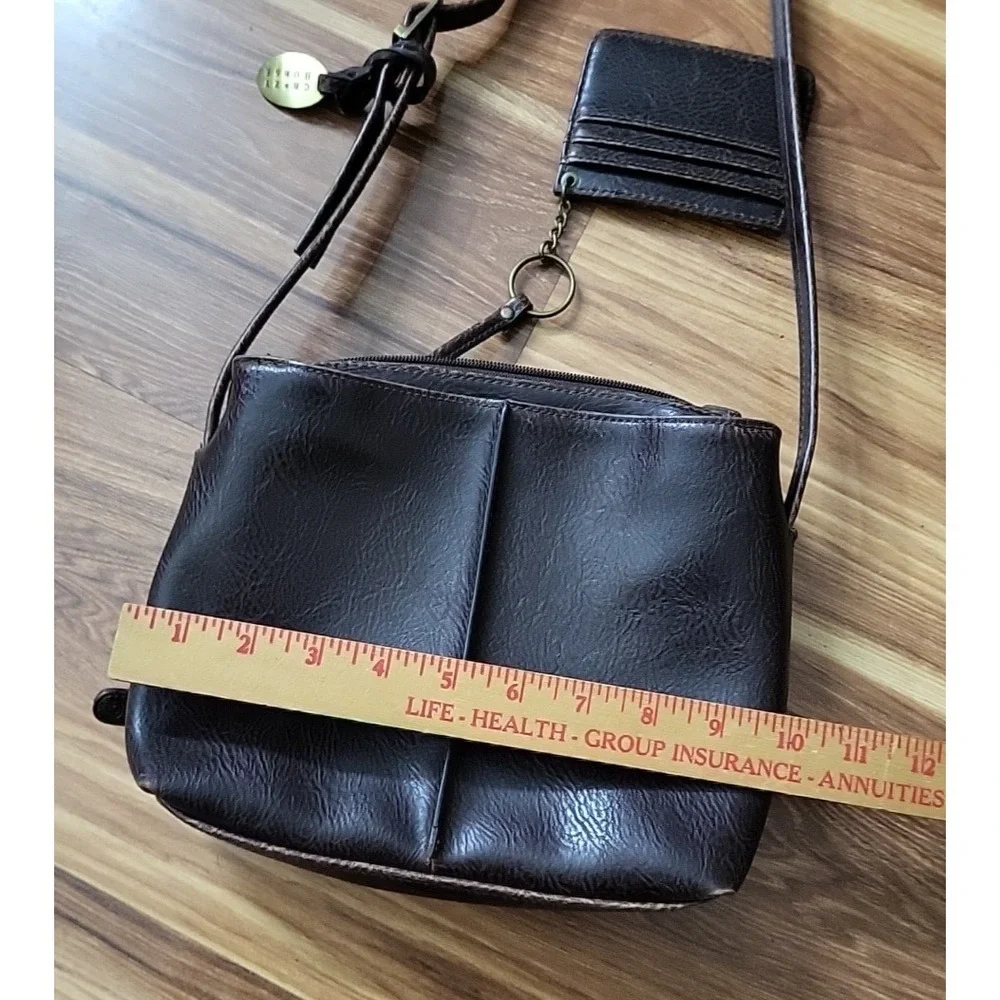 Crazy Horse Cross Body Bag Purse Wallet Faux Leather Brown Gold Western Keychain